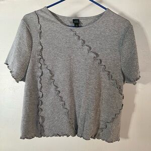 Wild Fable NWOT gray cropped ribbed exposed seam top